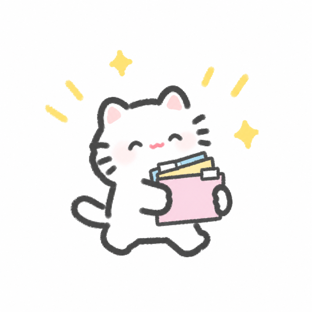 抱着项目文件夹的小猫