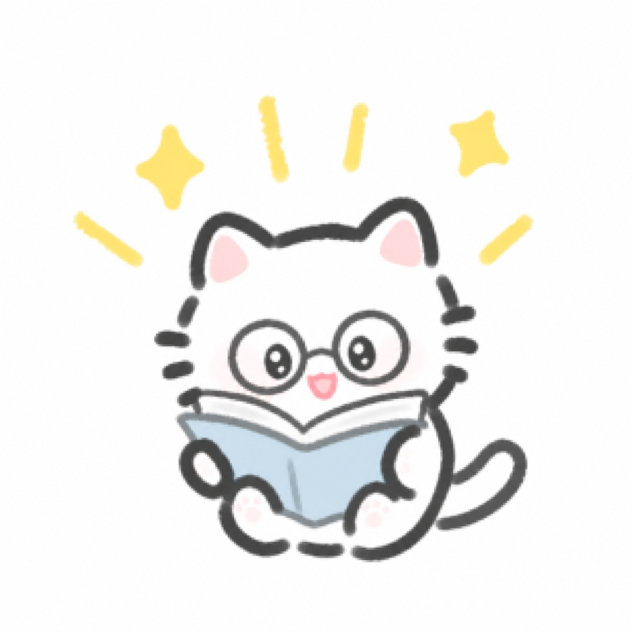 戴眼镜读书的小猫